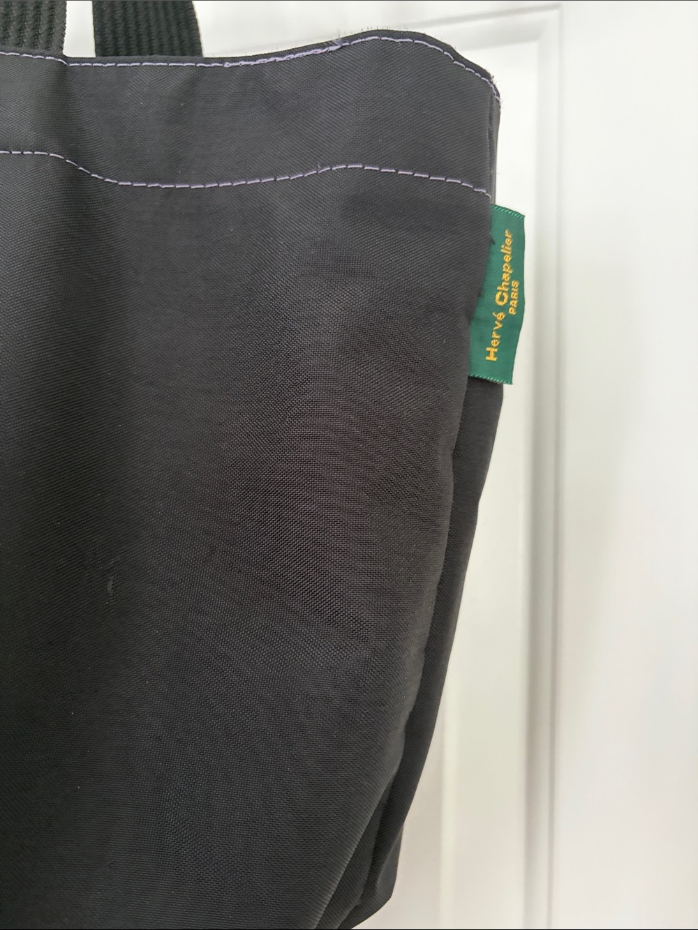 Herve Chapelier: Black Nylon Tote Bag